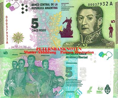 Argentinien / Argentina 5 Pesos 2015 Unc P. 359 647#