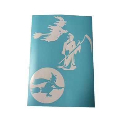 Airbrush Klebeschablonen Schablonen Helloween Set 6 Sensenmann Hexen blau transluzent