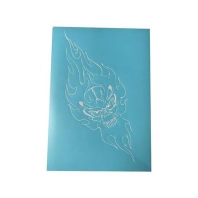 Airbrush Klebeschablone Schablonen Set Skull Burning Head Mask blau transparent