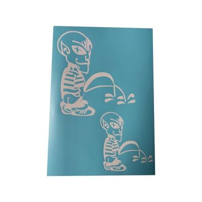 Airbrush Klebeschablonen Schablonen Alien Peeing Set Stencil Sign blau transluzent