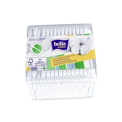 Bella Cotton dry - Wattestäbchen mit Papierschaft in prakischer Box