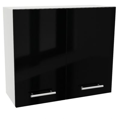 Hängeschrank 80cm Schwarz Hochglanz SOFT CLOSE, Küchenschrank, LINDA, PURE LINE