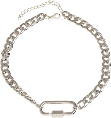 Urban Classics Fastener Necklace Silver