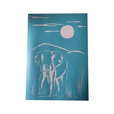 Airbrush Klebeschablone Schablonen Set Elephant Arts Bild A4 Mask blau transparent