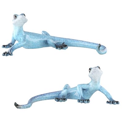 Gilde Figur, Gecko, "Eddie", Kunstharz, blau, L. 11 cm, B. 18 cm, H. 6 cm 58727