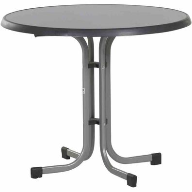 Boulevard-Klapptisch, Ø 86x72 cm, graphit Stahrohrgestell, Mecalit-Pro-Platte