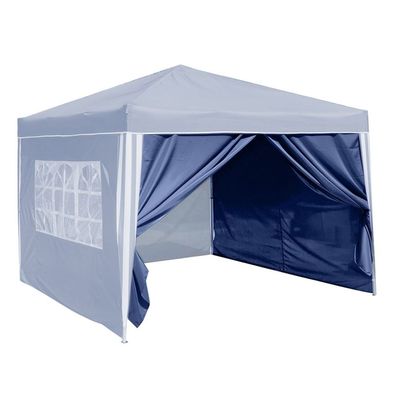 2 Seitenwände für Ruck-Zuck Alu-Pavillon 3x3m Blau Gartenzelt Schutz Wind Wetter