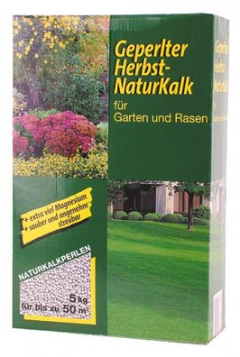 Geperlter Herbst Naturkalk 5 kg Rasenpflege mit Magnesium Gartenkalk Rasenkalk