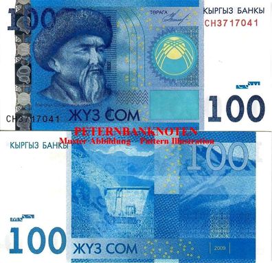 Kirgisien / Kyrgyzstan 100 Som 2009 Unc P. 26 6290#