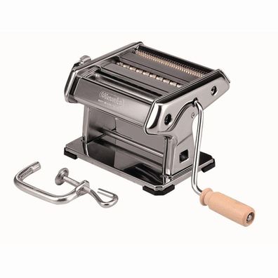 Nudelmaschine "Titania" aus verchromtem Stahl mit Well- und Knetwalze