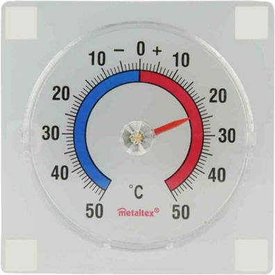 Fensterthermometer quadratisch aus Kunststoff, zum Kleben