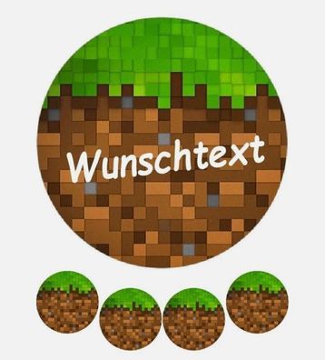 Pixel TNT Quadrat Essbar Zuckermasse Tortenbild Tortenaufleger + 4 Muffin p04