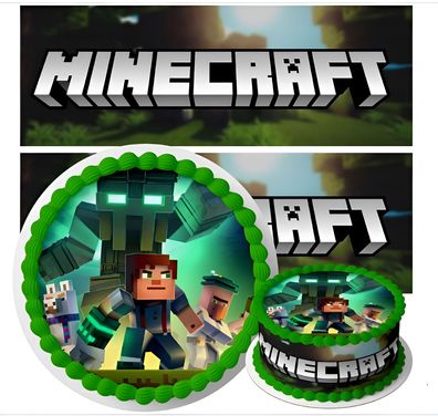 Pixel TNT Quadrat Essbar Zuckermasse Tortenbild Tortenaufleger + 4 Muffin p01