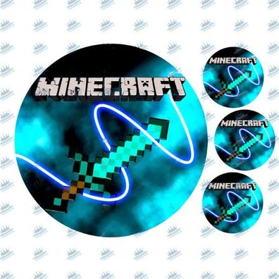 Pixel TNT Quadrat Essbar Zuckermasse Tortenbild Tortenaufleger + 4 Muffin p10