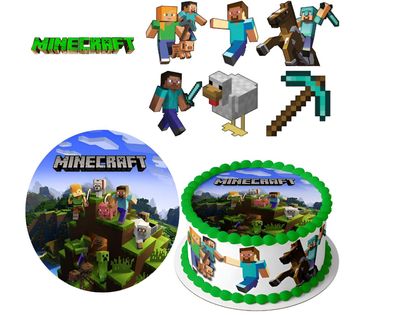Pixel TNT Quadrat Essbar Zuckermasse Tortenbild Tortenaufleger + 4 Muffin p06
