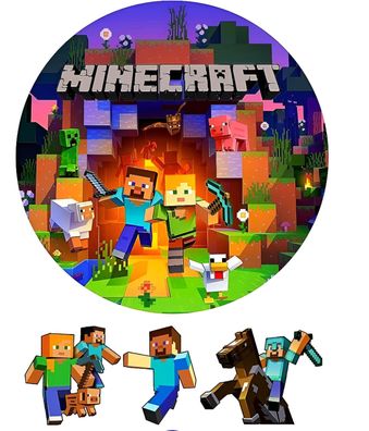 Pixel TNT Quadrat Essbar Zuckermasse Tortenbild Tortenaufleger + 4 Muffin p17