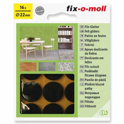 Filzgleiter braun, 22 mm 16 Stück