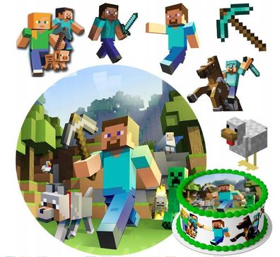 Pixel TNT Quadrat Essbar Zuckermasse Tortenbild Tortenaufleger + 4 Muffin p11