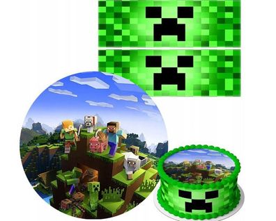 Pixel TNT Quadrat Essbar Zuckermasse Tortenbild Tortenaufleger + 4 Muffin p12