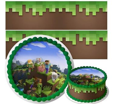 Pixel TNT Quadrat Essbar Zuckermasse Tortenbild Tortenaufleger + 4 Muffin p14