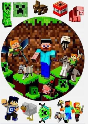 Pixel TNT Quadrat Essbar Zuckermasse Tortenbild Tortenaufleger + 4 Muffin p17