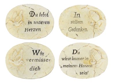 Grab-Spruchstein mit Aufschrift oval Grabschmuck Gedenkstein Grabdekoration