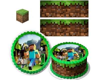 Pixel TNT Quadrat Essbar Zuckermasse Tortenbild Tortenaufleger + 4 Muffin p18