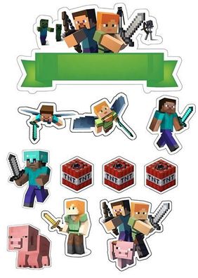 Pixel TNT Quadrat Essbar Tortenaufleger Torte Geburstag Zuckermasse + NAME p22