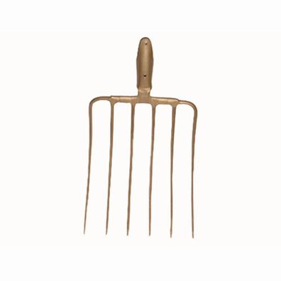 Silogabel 6 Zinken ohne Stiel 35x29 cm Federdülle gold-lackiert