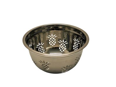 Obstschale Edelstahl Schale D= 22 cm Motiv Ananas silberfarben stabil Schulz 210540