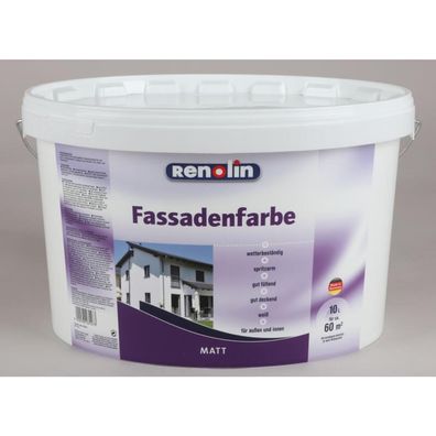 10l Fassadenfarbe weiß Haus streichen 60m² hohe Deckkraft