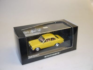 1:43 Minichamps 400 081000 Ford Escort 1300L 1971 gelb, neuw./ovp