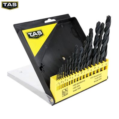 TAS Metallbohrersatz Set 19-teilig 1-10mm Heimwerker Spiral Kasten Box Metall