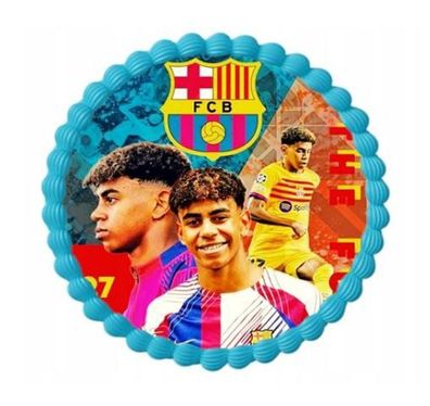 Fußball FC Barcelona Essbar Zuckermasse Tortenbild Tortenaufleger + 4 Muffin
