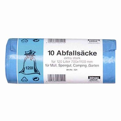 Abfallsäcke 50 my blau 120 l, 10 Stück 70 x 110 cm