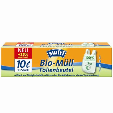 Bio-Müll Folienbeutel 10 l, 10 Stück mit Tragegriff