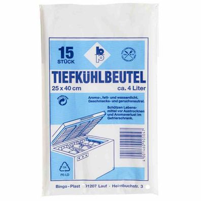 Tiefkühlbeutel 4,0 l, 25 x 40 cm, 15 Stück