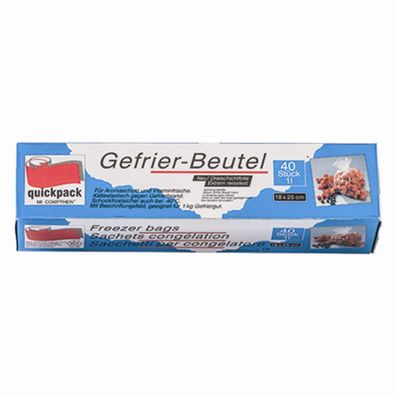 Gefrierbeutel 1,0 l, 40 Stück, 18 x 25 cm in Faltschachtel