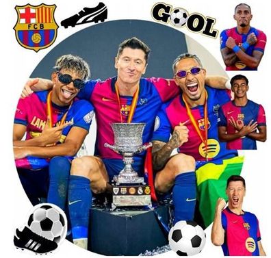 Fußball FC Barcelona Essbar Zuckermasse Tortenbild Tortenaufleger + 4 Muffin p01