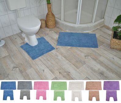2tlg. Badgarnitur Badematte Badläufer Läufer Vorleger WC-Garnitur Badteppich