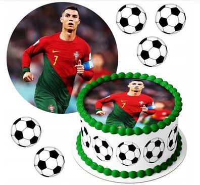 Fußball Spiel CR7 Essbar Zuckermasse Tortenbild Tortenaufleger + 4 Muffin p06