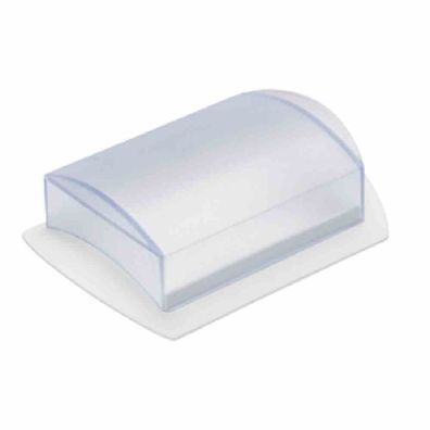 Tisch-Butterdose Kunststoff 15,8 x 11 x 5,5 cm, weiß/transparent