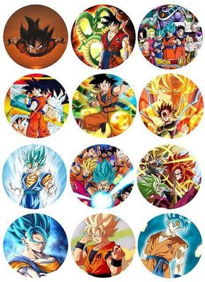 Dragon Ball Essbar Son Goku 12 Muffin Zuckermasse Tortenbild Tortenaufleger 01