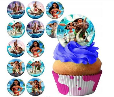 Moana Maui Essbar 12 Muffin Zuckermasse Tortenbild Tortenaufleger m02