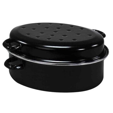 Gansbräter "Gourmet" 38 cm schwarz-matt mit Tropfdeckel