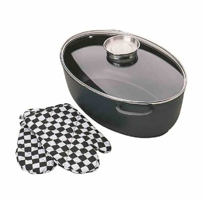 Aluguss-Gansbräter "Leipzig" 42 cm mit Glasdeckel