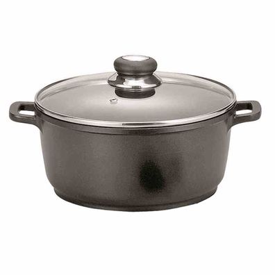 Fleischtopf "Delta" 16 cm Aluguss, mit Glasdeckel