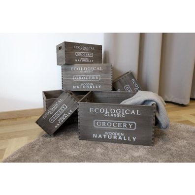 Set 6 Stück Boxen Holz Tragetaschen Körbe Aufbewahrung Dekoration Innen Kisten