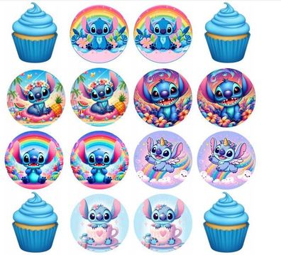 Lilo & Stitch Essbar 12 Muffin Zuckermasse Tortenbild Tortenaufleger