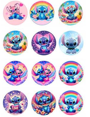 Lilo & Stitch Essbar 12 Muffin Zuckermasse Tortenbild Tortenaufleger s02